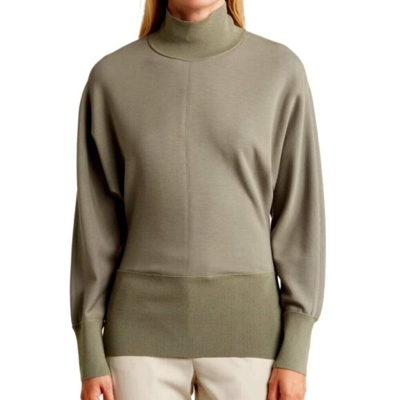 Theory Double-Knit Dolman-Sleeve Pullover Top, Pale Green/Army - Picture 1 of 3